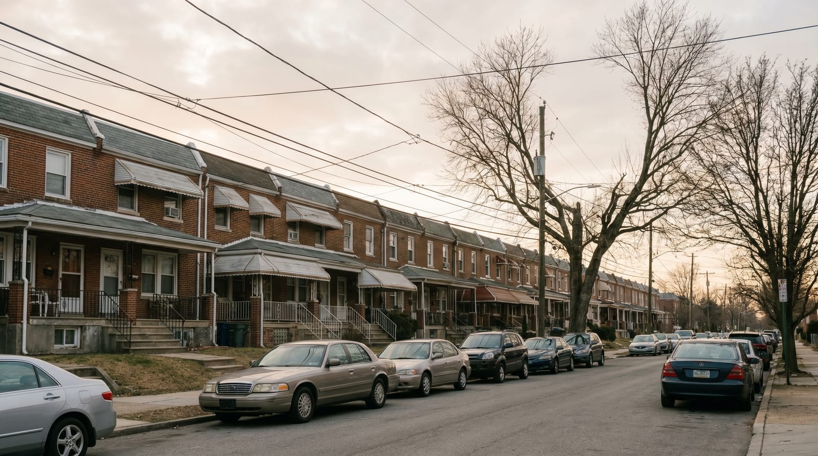A Northeast Philadelphia rowhome street served by Stanley's Auto Repair
